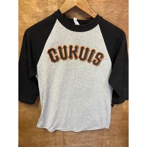 Native Sons Kukuis Graphic Raglan Baseball Tee Gray Black Orange Small 3/4 Sleev